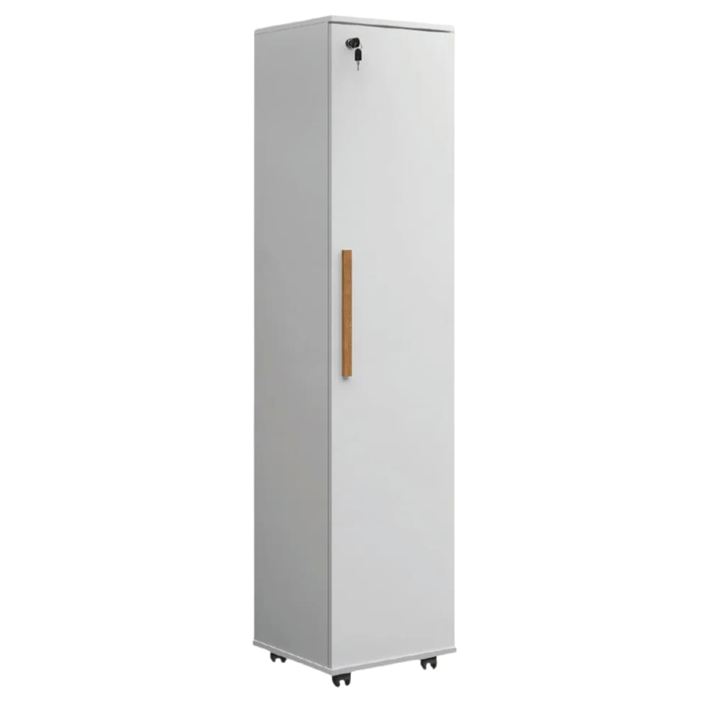 Armário Multiuso Para Escritório Com Chave e Rodízios 1 Porta Lune Branco J&A