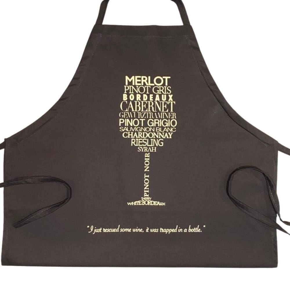 Avental De Cozinha Wine Em Algodão Preto