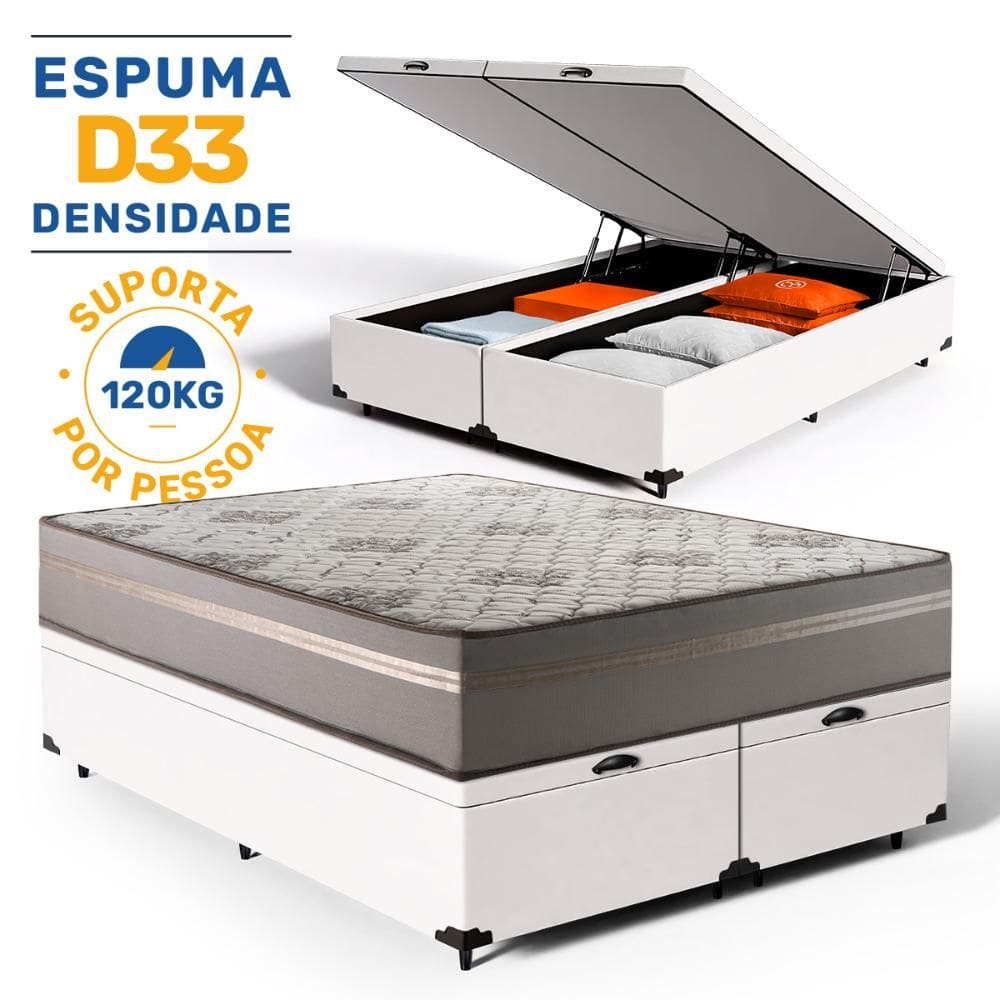 Cama Box Baú com Colchão de Espuma D33 Millenium One Face Queen 158cm