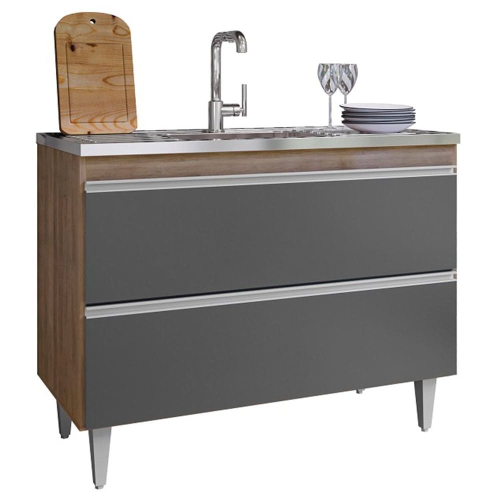 Balcão de Pia para Cozinha 100 cm 2 Portas Esmerita