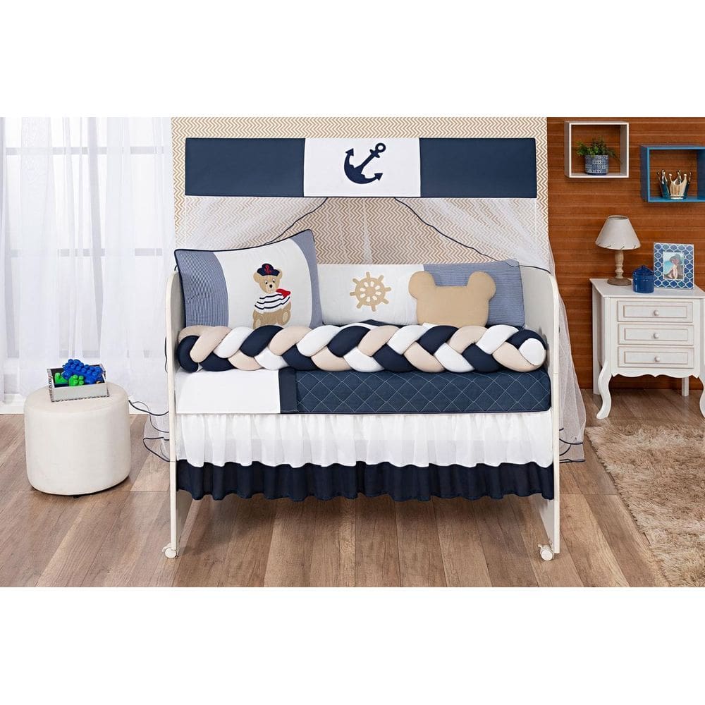 Kit Jogo De Berço Marinheiro Kit Americano Bebe Trançado