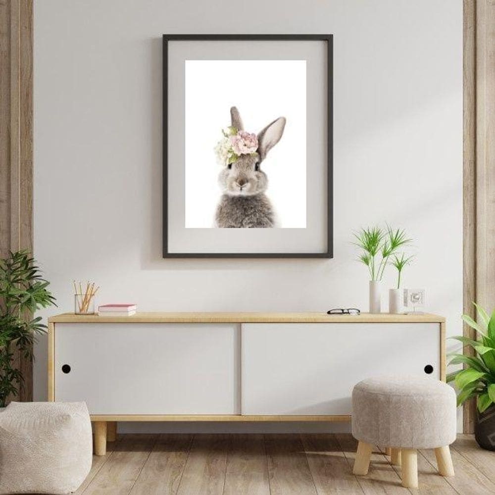 Quadro Coelhinha Floral - 60X48Cm