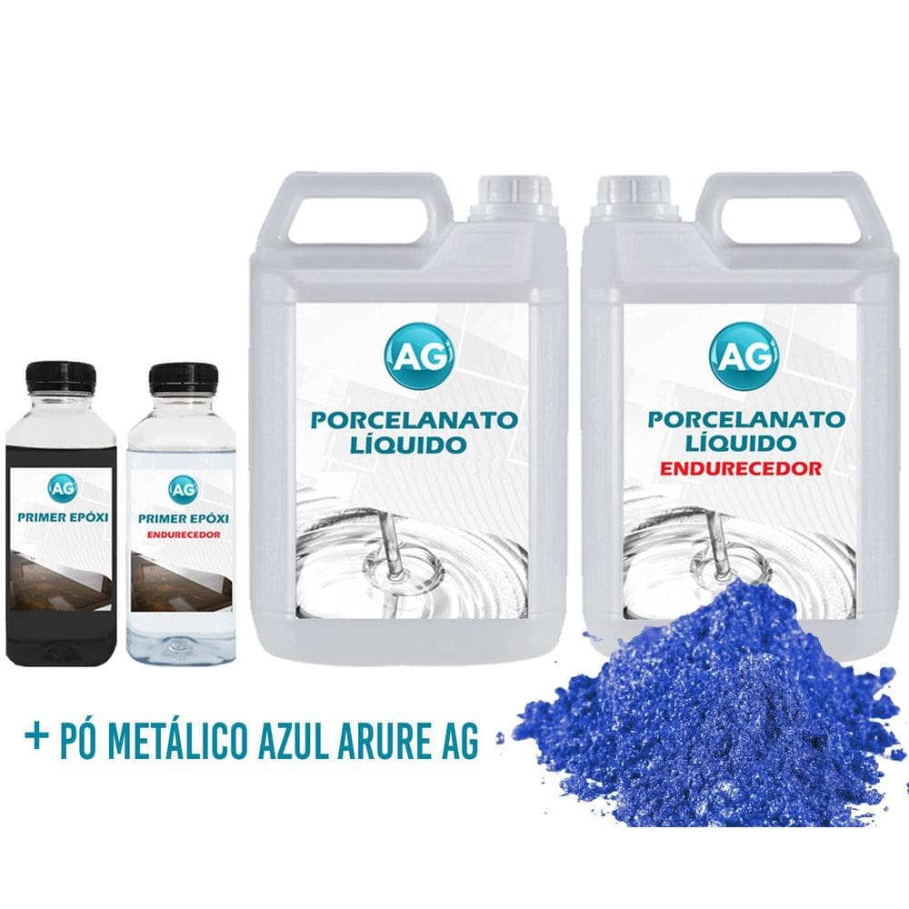 Kit Porcelanato Líquido Metálico Azul Azure Ag Por M