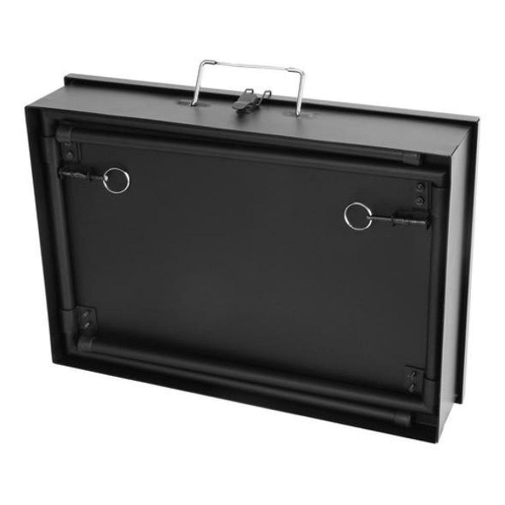 Churrasqueira Portátil De Aço A Carvão Vira Maleta - Preto