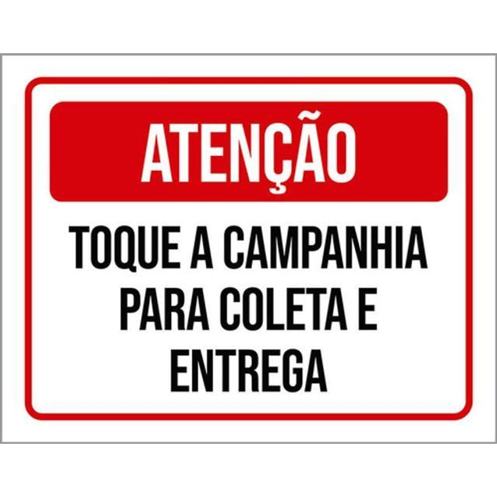 Kit 3 Placas Toque Campanhia Coleta Entrega 36X46