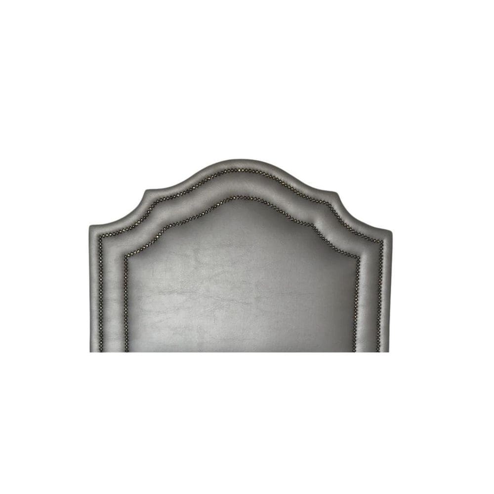 Cabeceira Estofada De Cama Solteiro Dupla Tacha Cinza