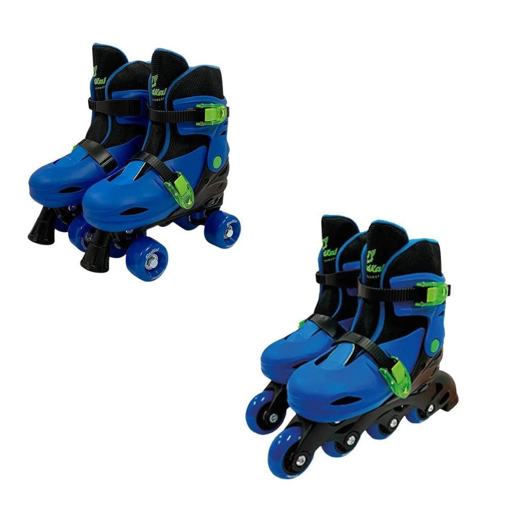 Patins Ajustável 2 Em 1 In Line E 4 Rodas 34-37 Fenix Azul
