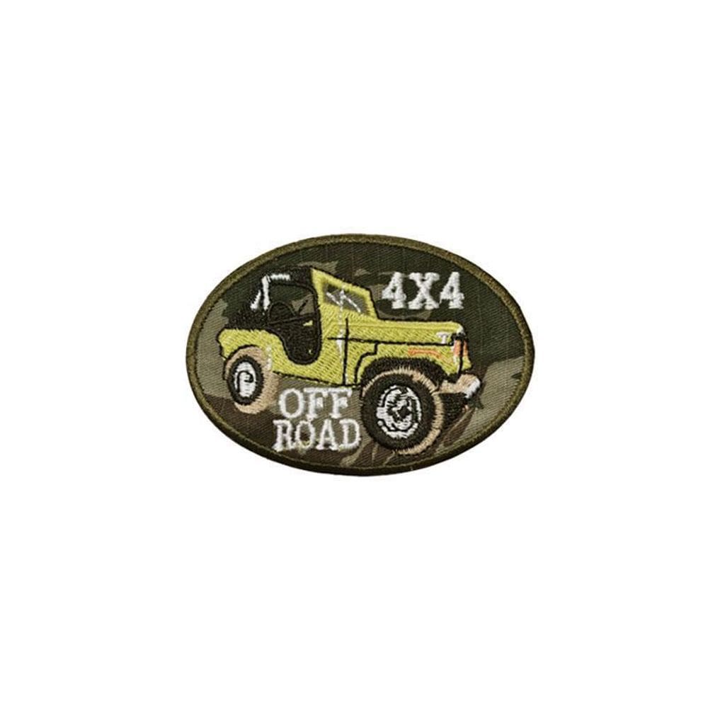 Patch Bordado 4X4 Off Road Amarelo Com Fecho De Contato