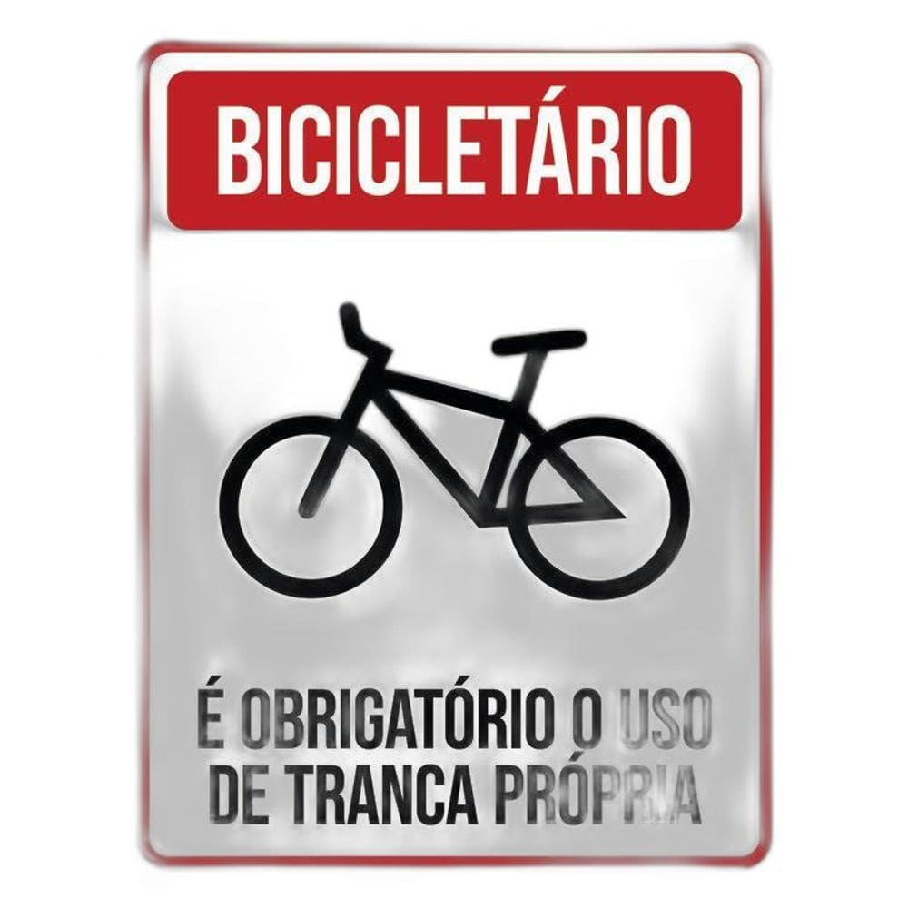 Placa De Sinalização - Bicicletário Obrigatório Tranca 36X46