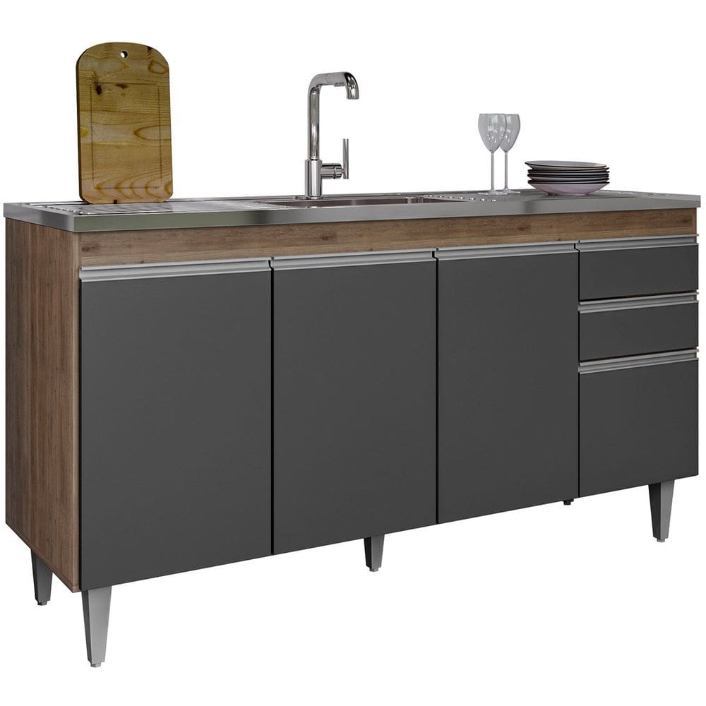 Balcão de Pia para Cozinha 150 cm 4 Portas Lyan