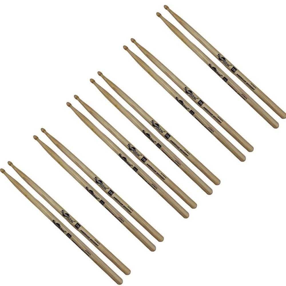 Kit 6 Baqueta 2B Ponta Madeira Natural Hickory Spanking