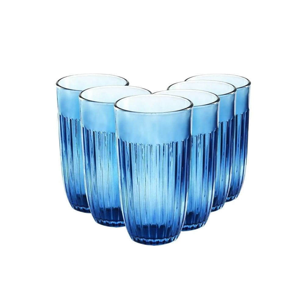 Jogo de Copos de Vidro Athena Azul - 6 Peças - 400ml - Wincy