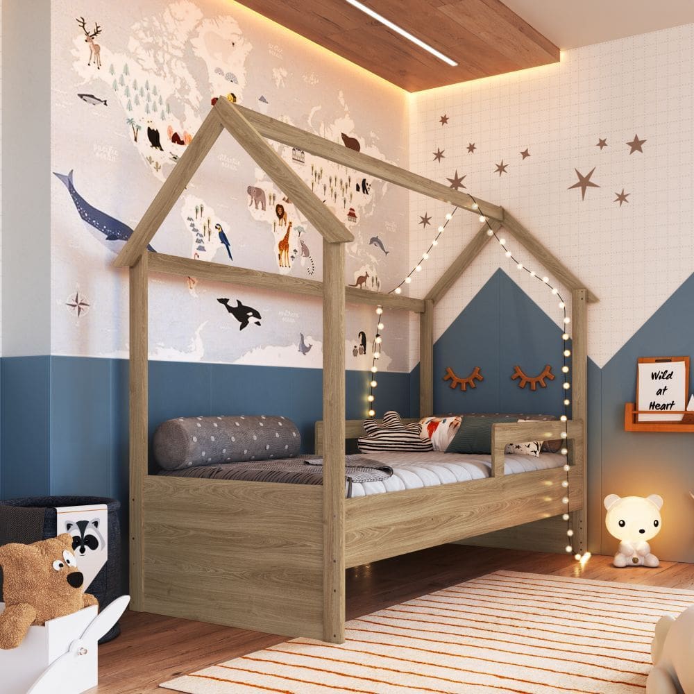 Cama Infantil Montessoriana Casinha Completa Moveis