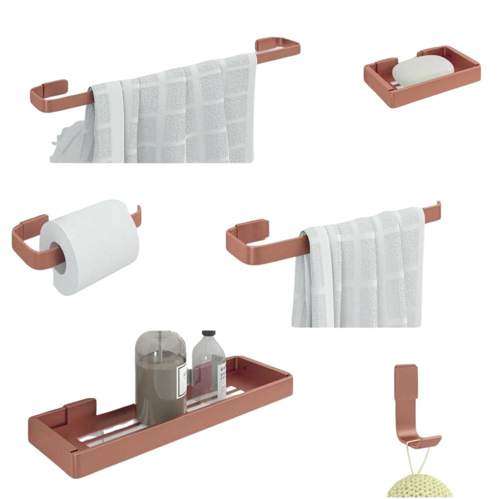 Kit Banheiro Organizador em Aço - Prático, Durável e Elegante - Rose Gold