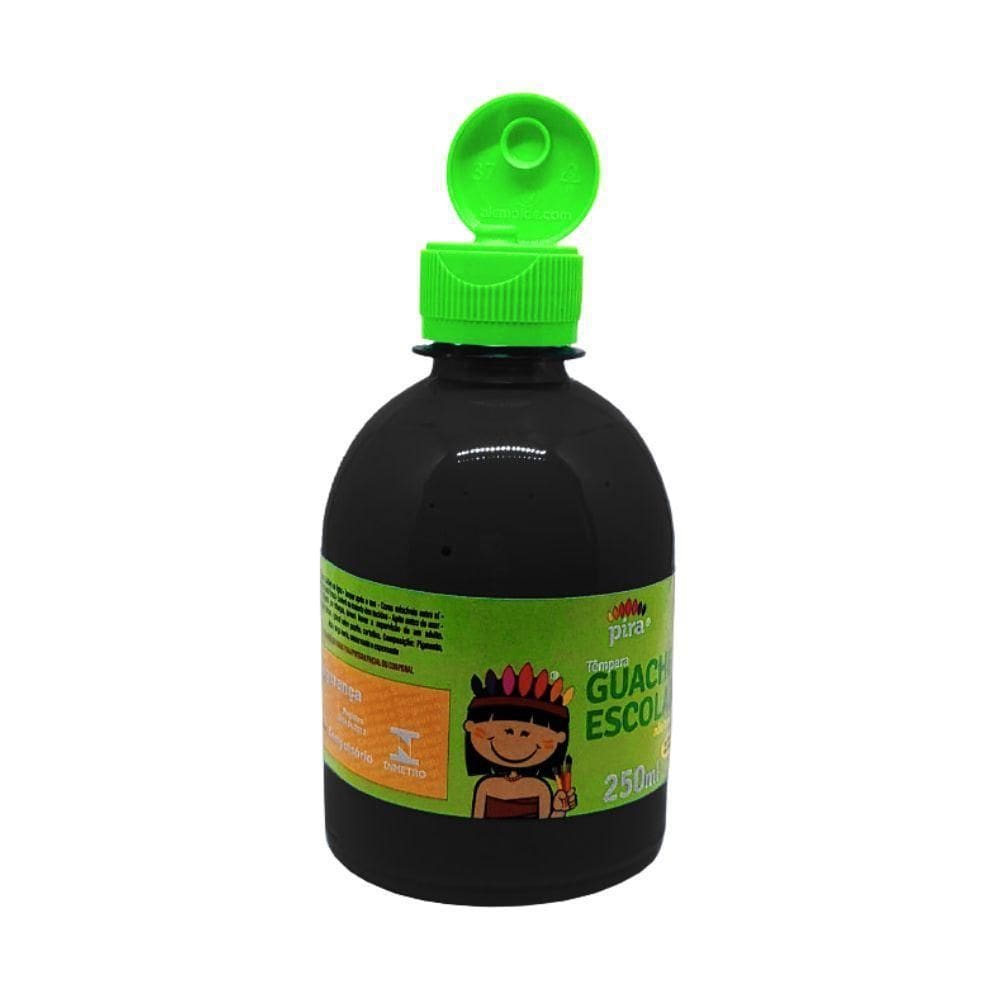 Tinta Guache Escolar Pet 250ml Com Aplicador Piratininga Preto