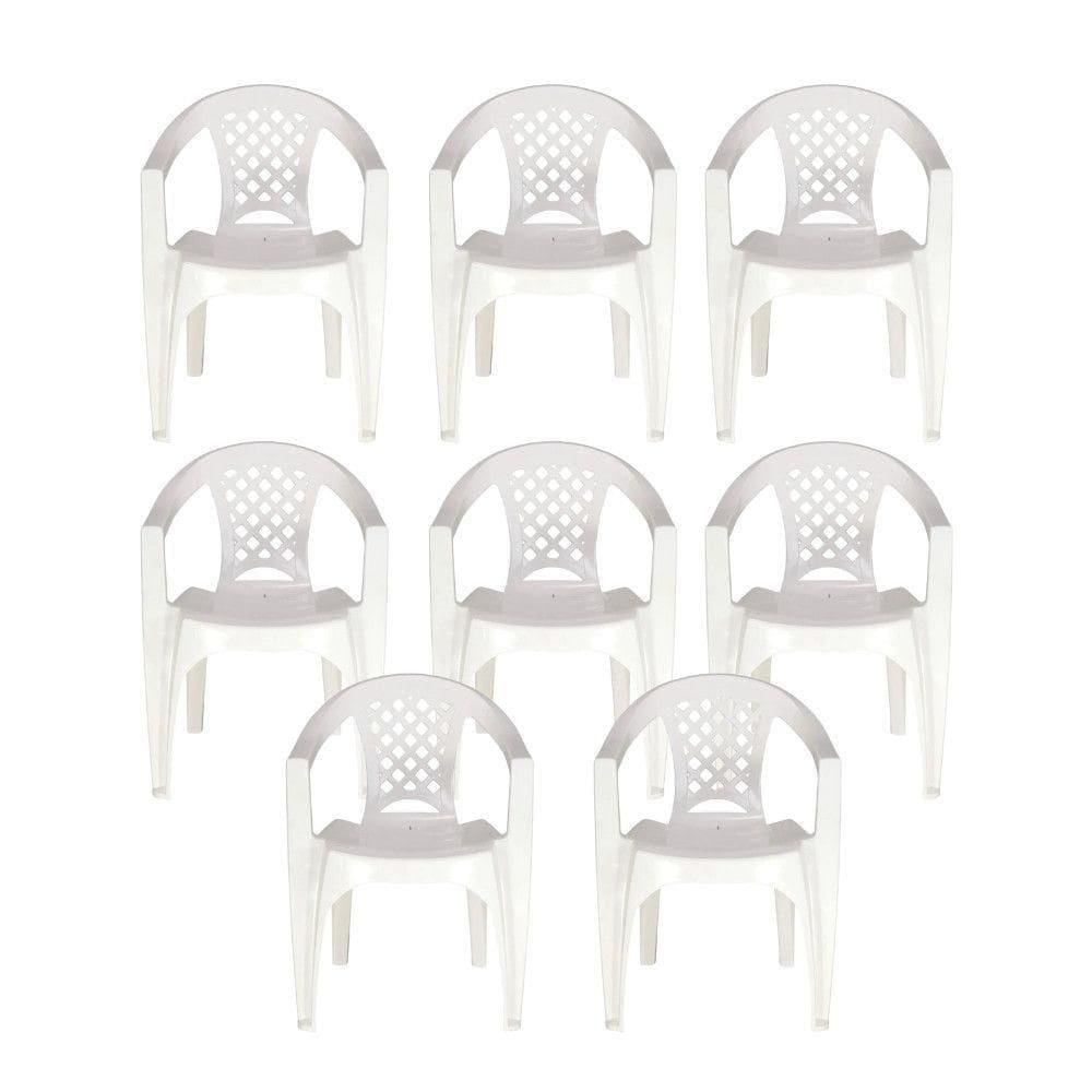 Kit 8 Cadeiras Tramontina Iguape Polipropileno Empilháveis Branco