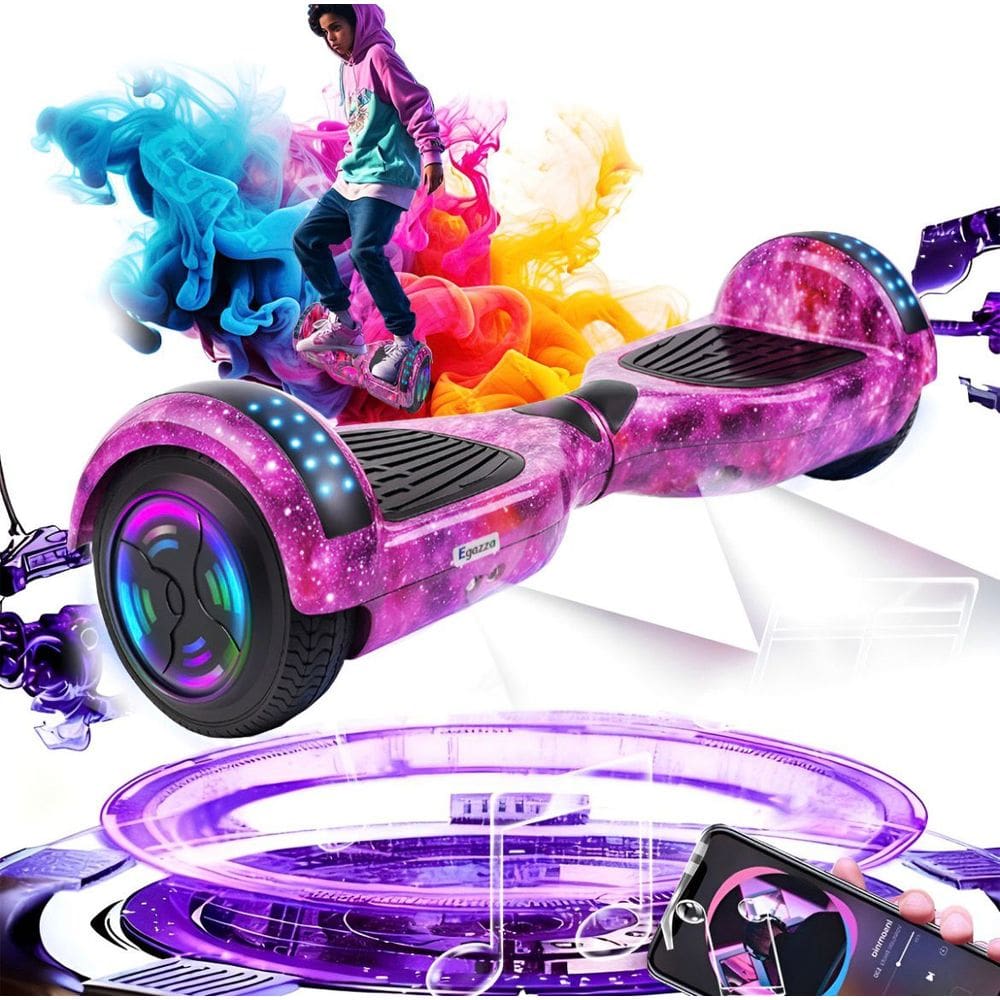 Hoverboard Skate Elétrico 6.5 Roxo estrelar  Led Bluetooth
