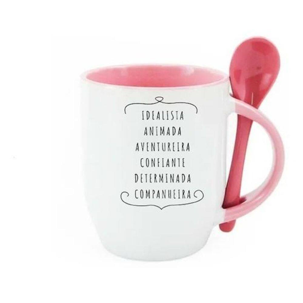 Caneca De Colher Rosa Signo Áries