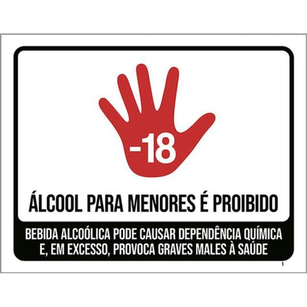 Kit 3 Placas Sinalização - Álcool Para Menores Proibido