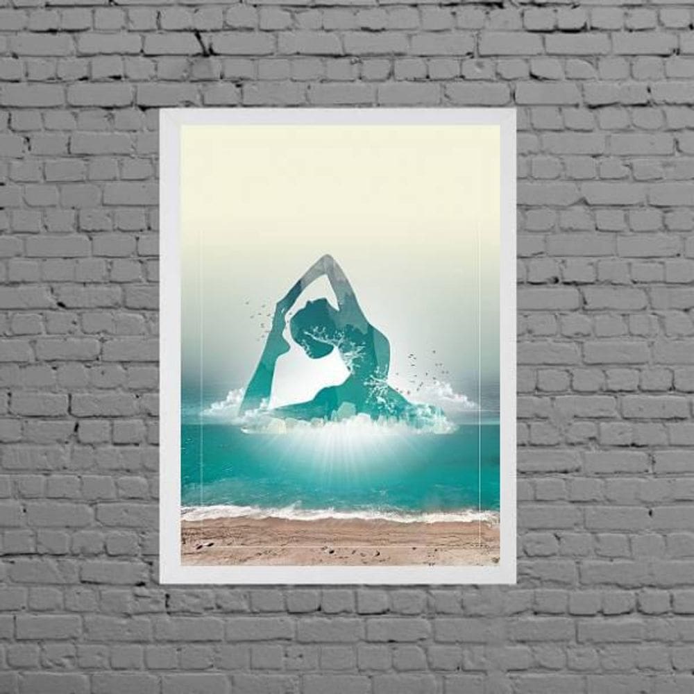 Quadro Decorativo Yoga Zen 45X34Cm Moldura Branca