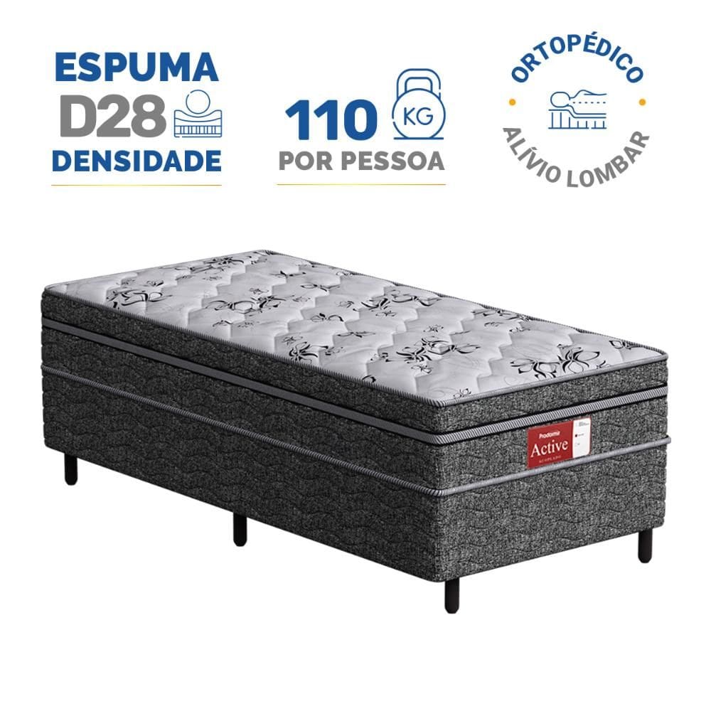 Cama Box Conjugada Probel Espuma D28 Ortopédico Unique Active Solteiro 88cm