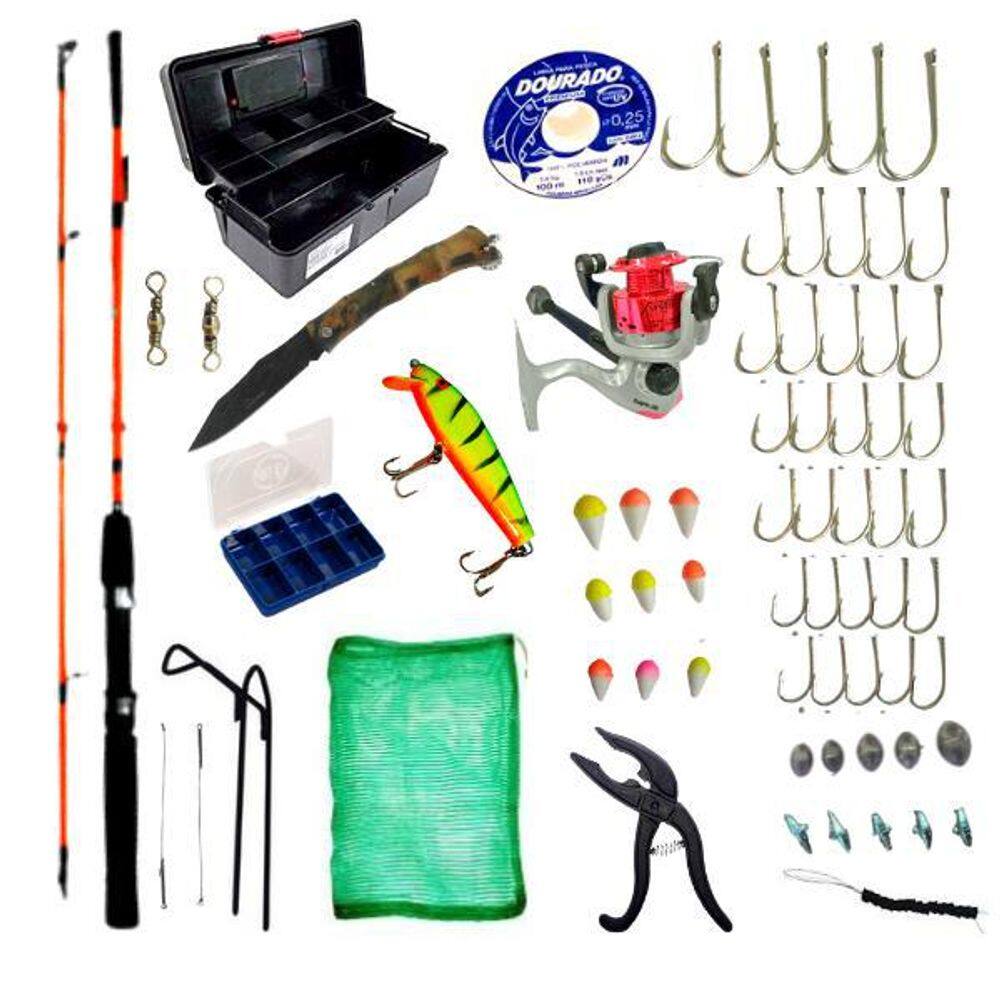 Kit De Pescaria Lazer Completo Maleta Com Vara Molinete
