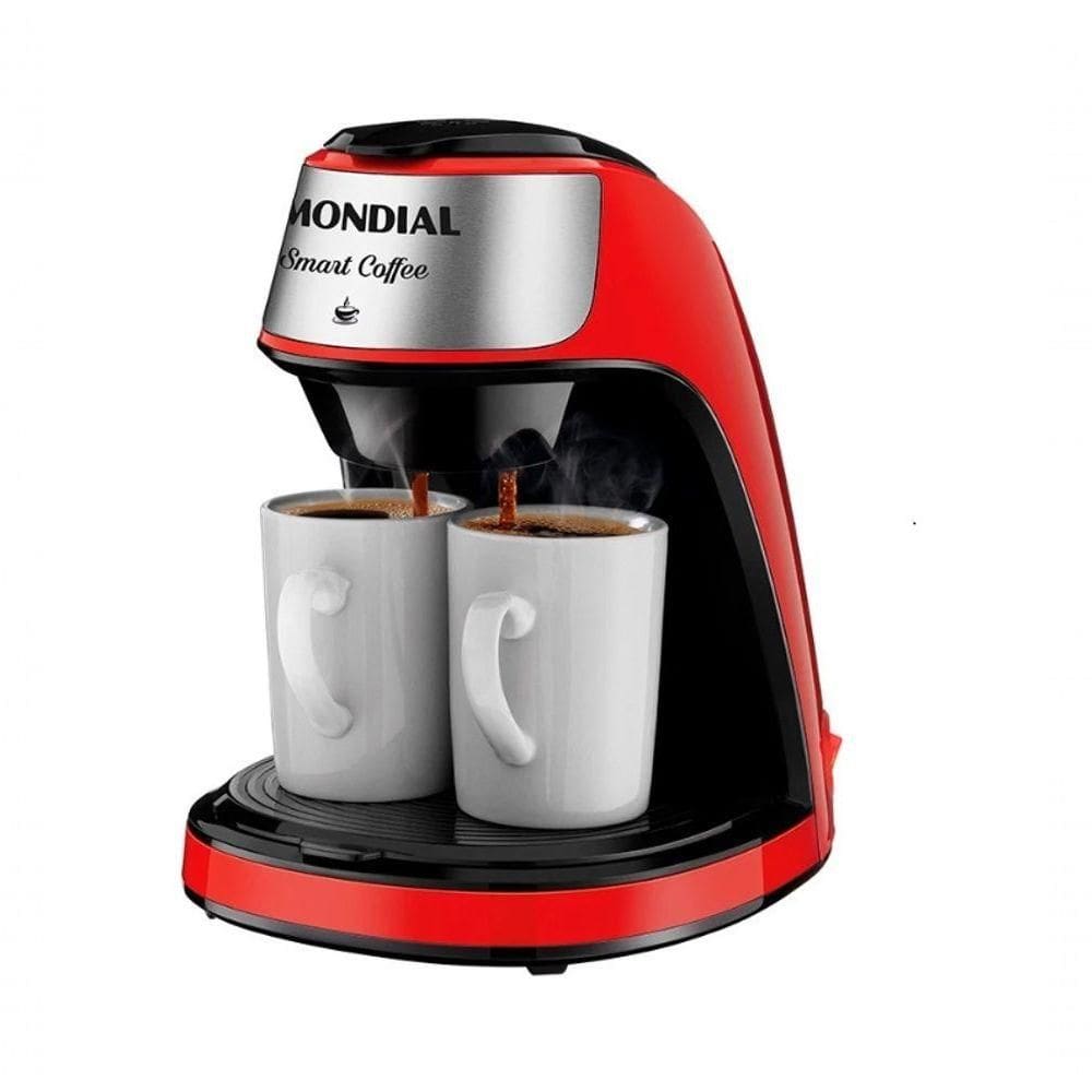 Cafeteira Elétrica Mondial Smart Coffee Vermelha Com 2 Xícaras, Café Na Medida Certa Direto Na Xícara 500w - 110v