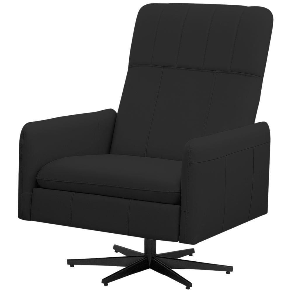 Poltrona Decorativa Giratória Retrátil Reclinável Lutor L06 Couro Preto - Lyam Decor
