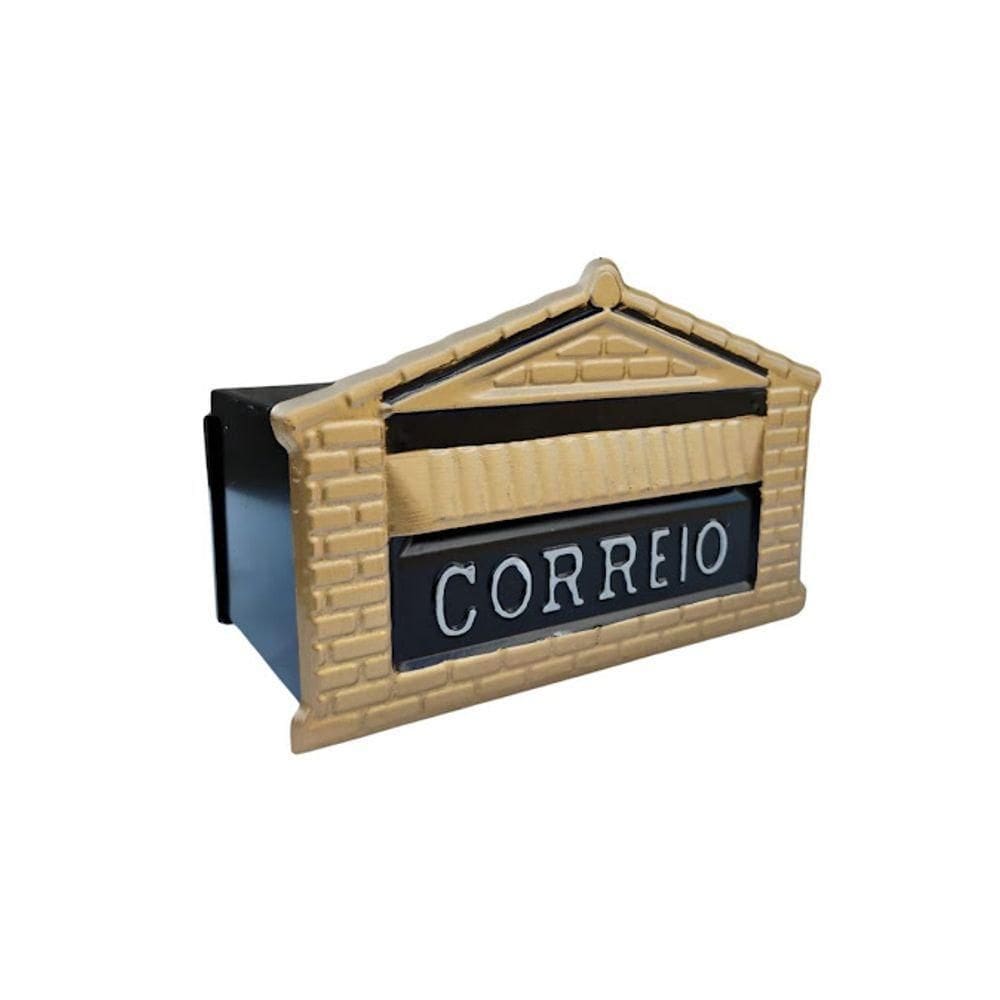 Caixa De Correio Cartas Para Muro Detrás Ouro 12x23x11cm