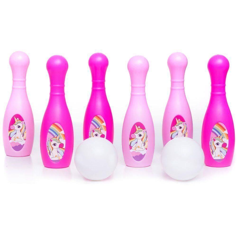 Jogo Boliche Infantil Unicórnio Plástico Leve Estável 28cm