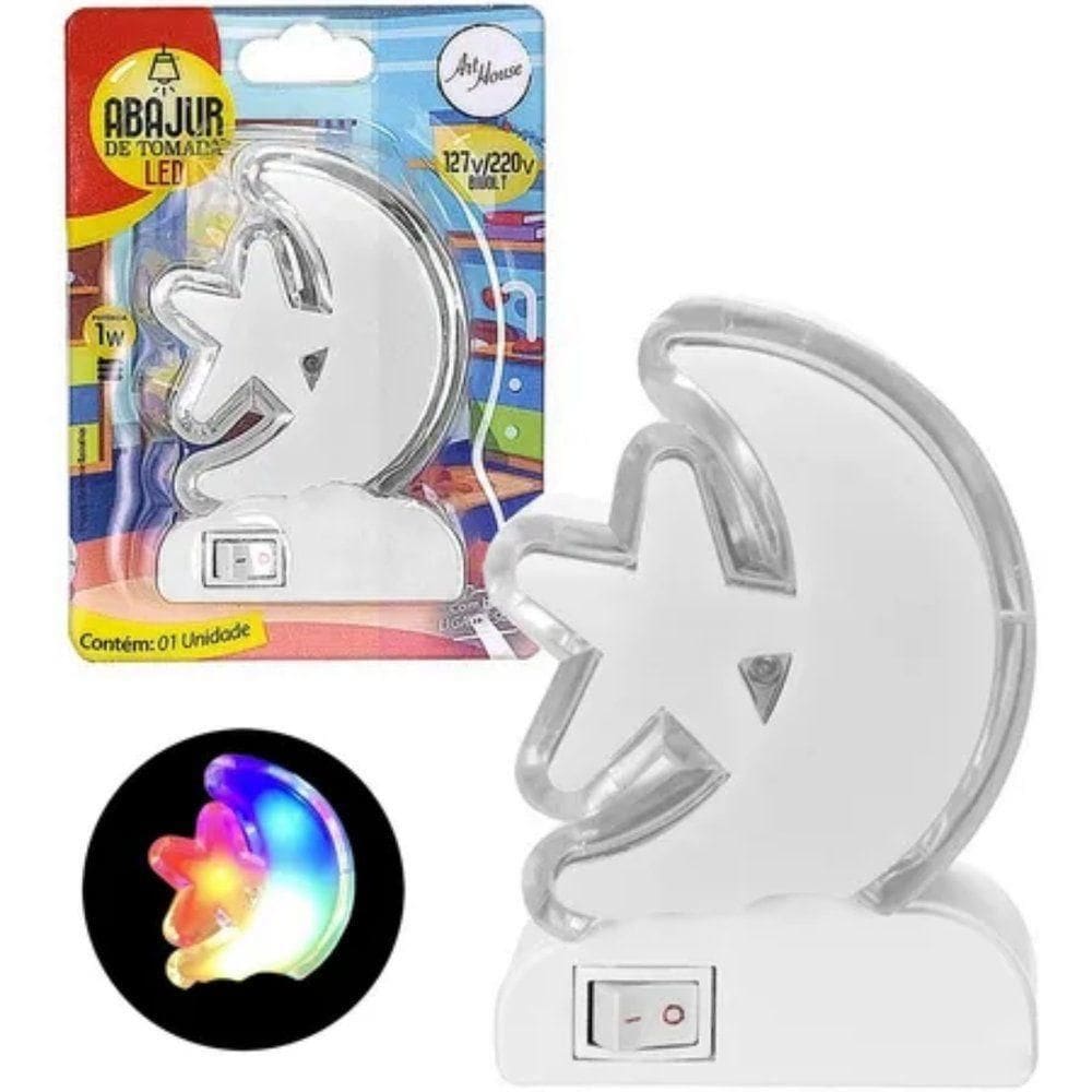 Mini Abajur De Tomada Infantil Lua Estrela Led - Art House 7899658379100