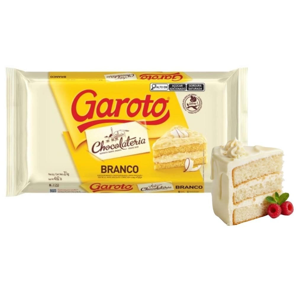 Barra de Chocolate Branco Profissional 2,1 KG Para Cobertura Chocolateria Garoto
