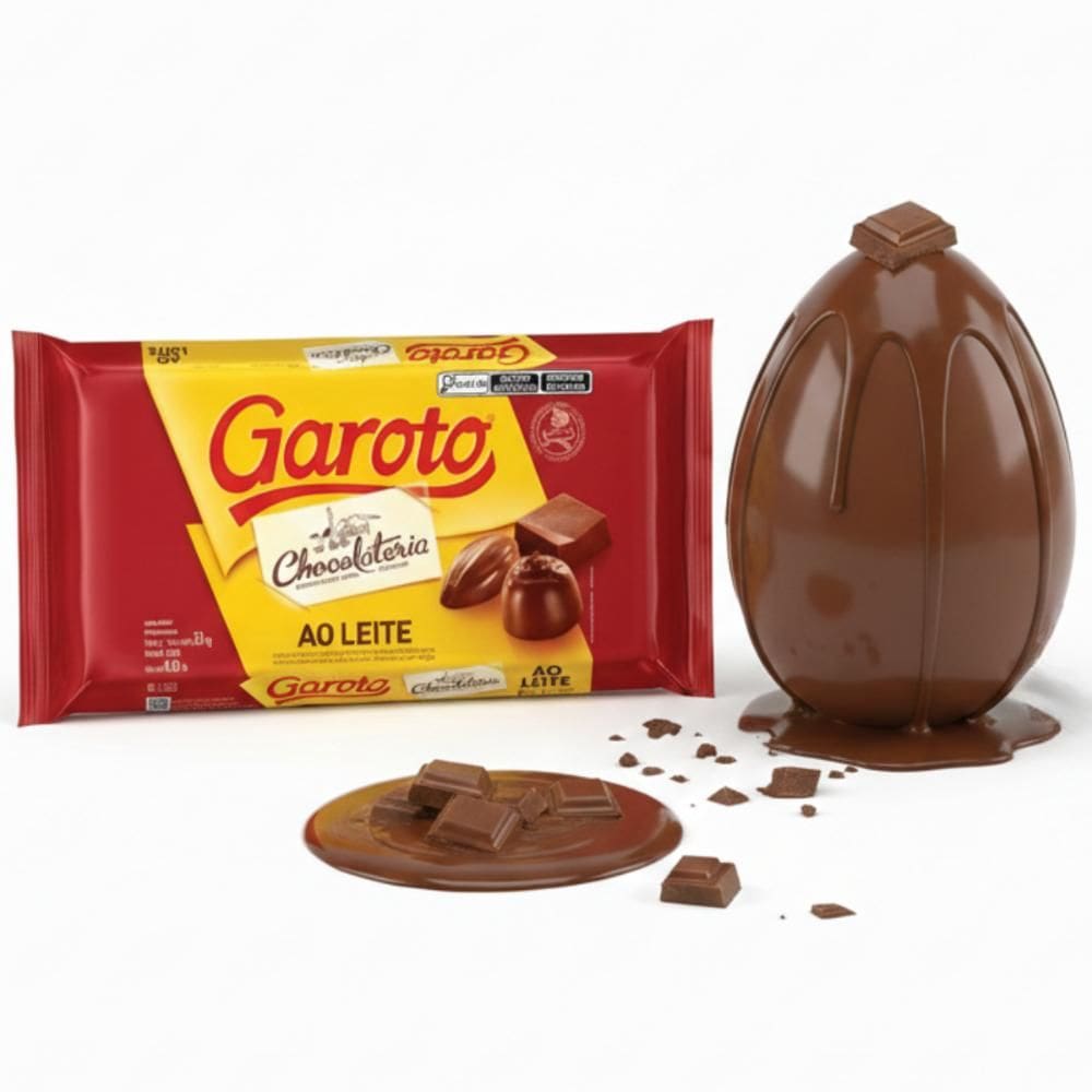Barra de Chocolate Ao Leite Profissional 2,1 KG Para Cobertura Ovo de Páscoa Chocolateria Garoto