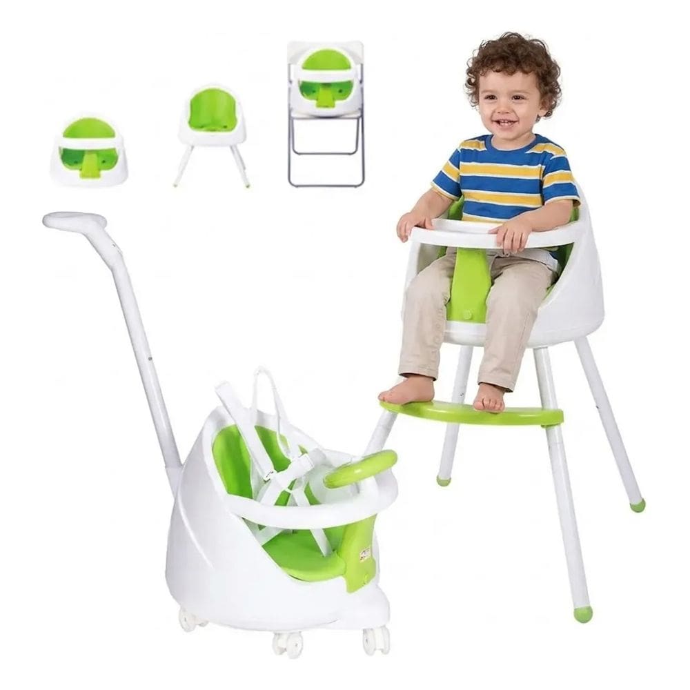 Cadeirão Alimentação 4 Em 1 Evolutivo Vira Booster Carrinho E Mesinha Infantil Assento Acolchoado Com Volante 18kg