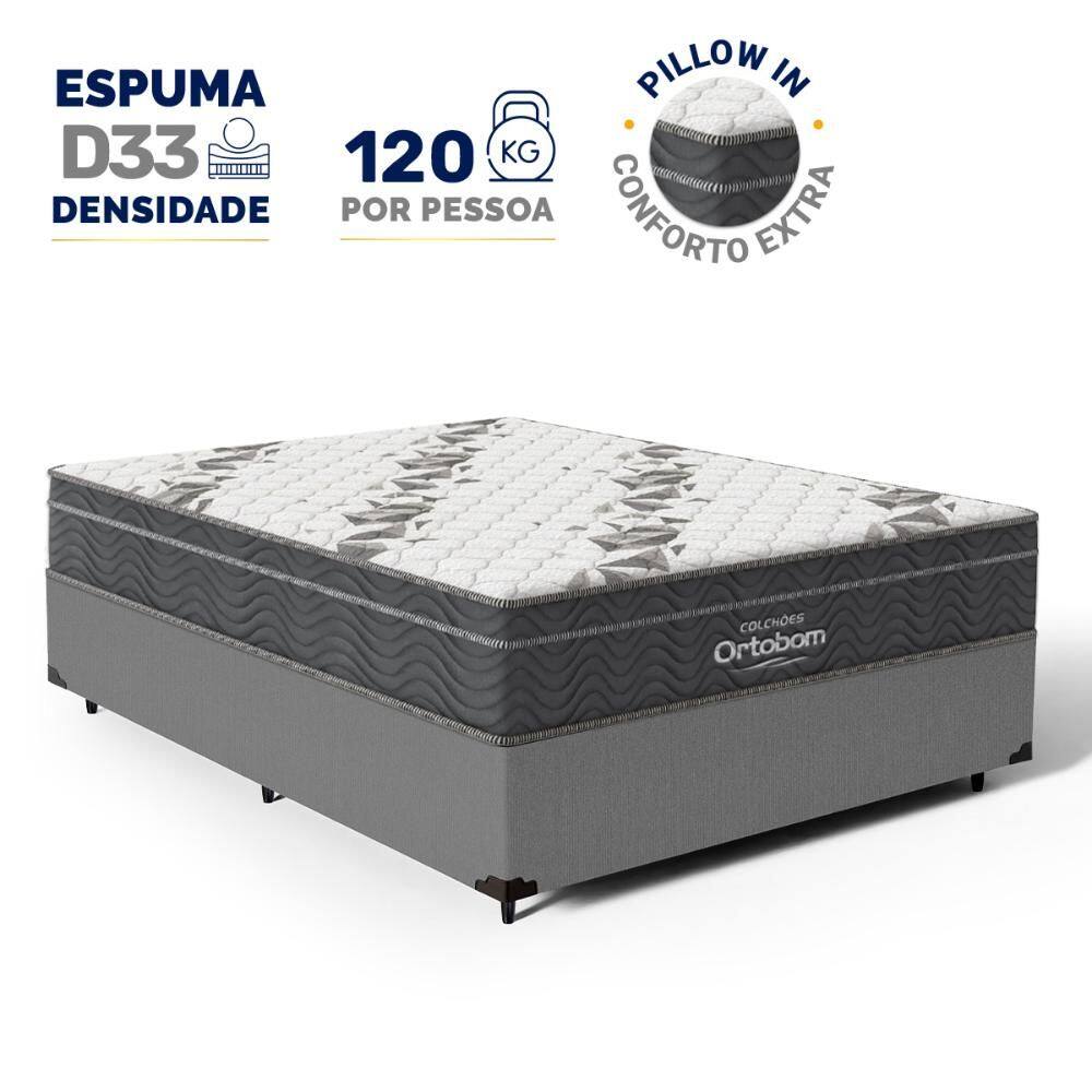 Cama Box com Colchão de Espuma D33 Ortobom Airtech Ortopillow 100 Casal 138cm