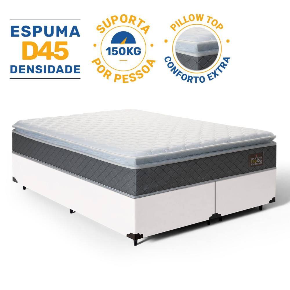 Cama Box com Colchão de Espuma D45 Pillow Top Fort Comfort King 193cm
