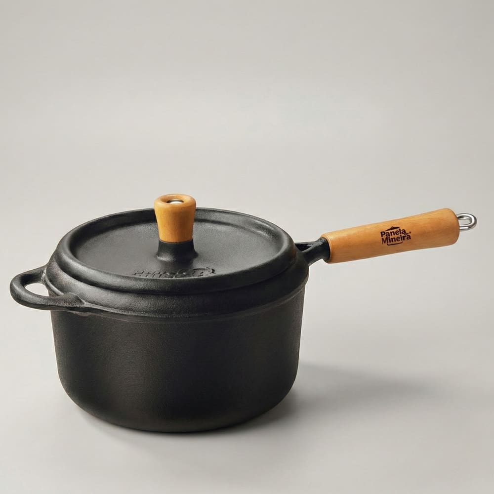 Panela Pressão Ferro 19cm Cabo Madeira Panela Mineira