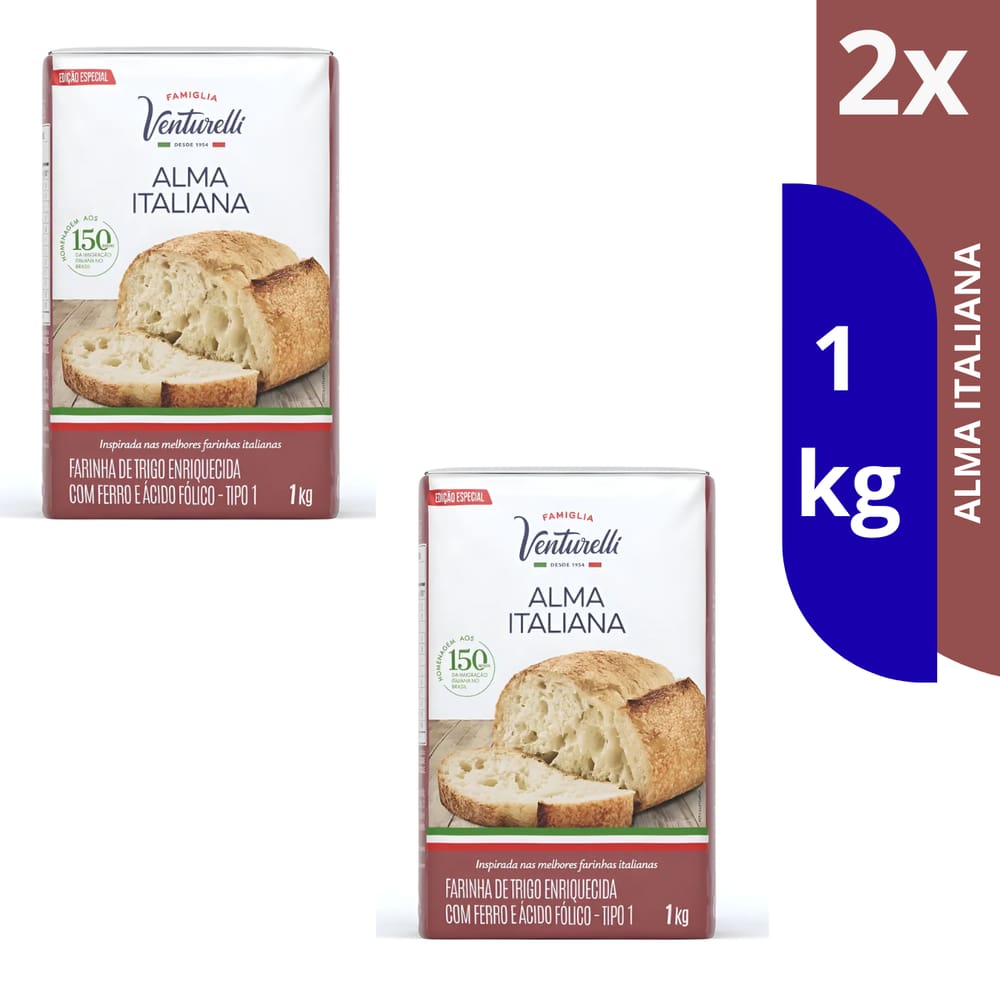 Kit Farinha De Trigo Venturelli Alma Italiana 1kg Cada