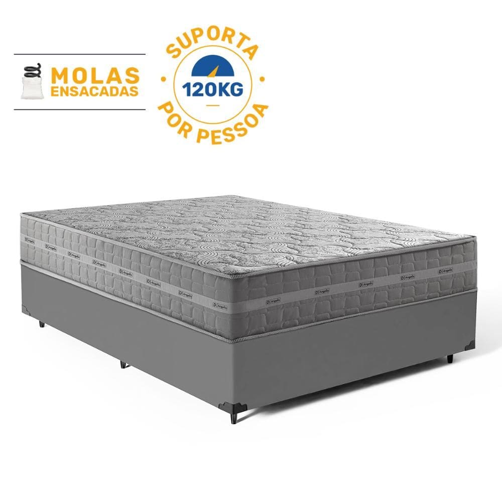 Cama Box com Colchão de Molas Ensacadas Ultra Spring D Angelis Casal 138cm