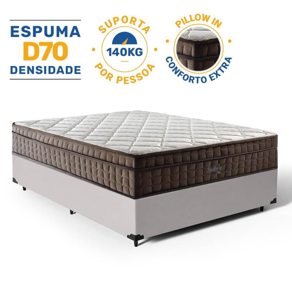Cama Box com Colchão de Espuma D70 Pillow In Ultra Dream Anjos Casal 138cm