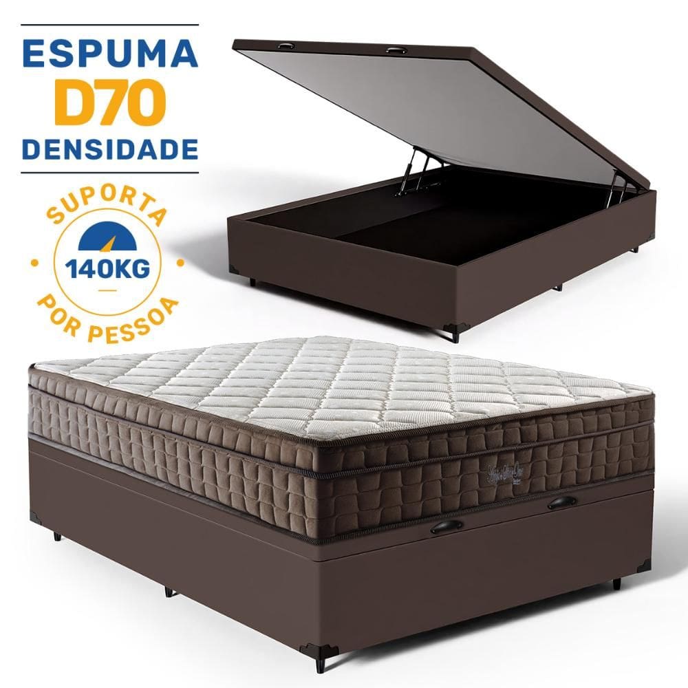 Cama Box Baú com Colchão de Espuma D70 Pillow In Ultra Dream D Angelis Casal 138cm