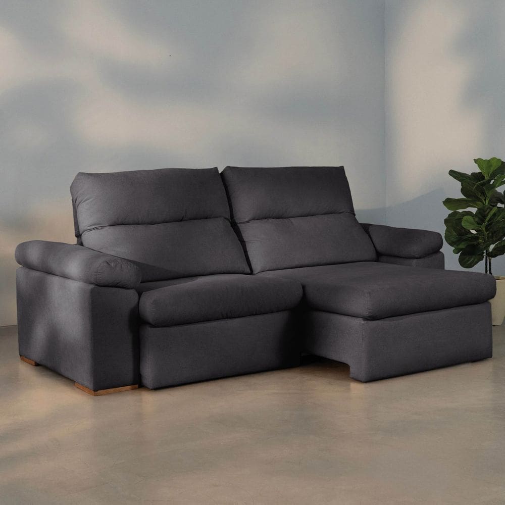 Sofá Retrátil e Reclinável 230cm Botero Cabecasa Madeiraoriginals Grafite