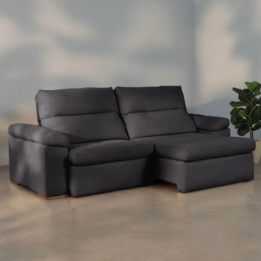 Sofá Retrátil e Reclinável 250cm Botero Cabecasa Madeiraoriginals Grafite