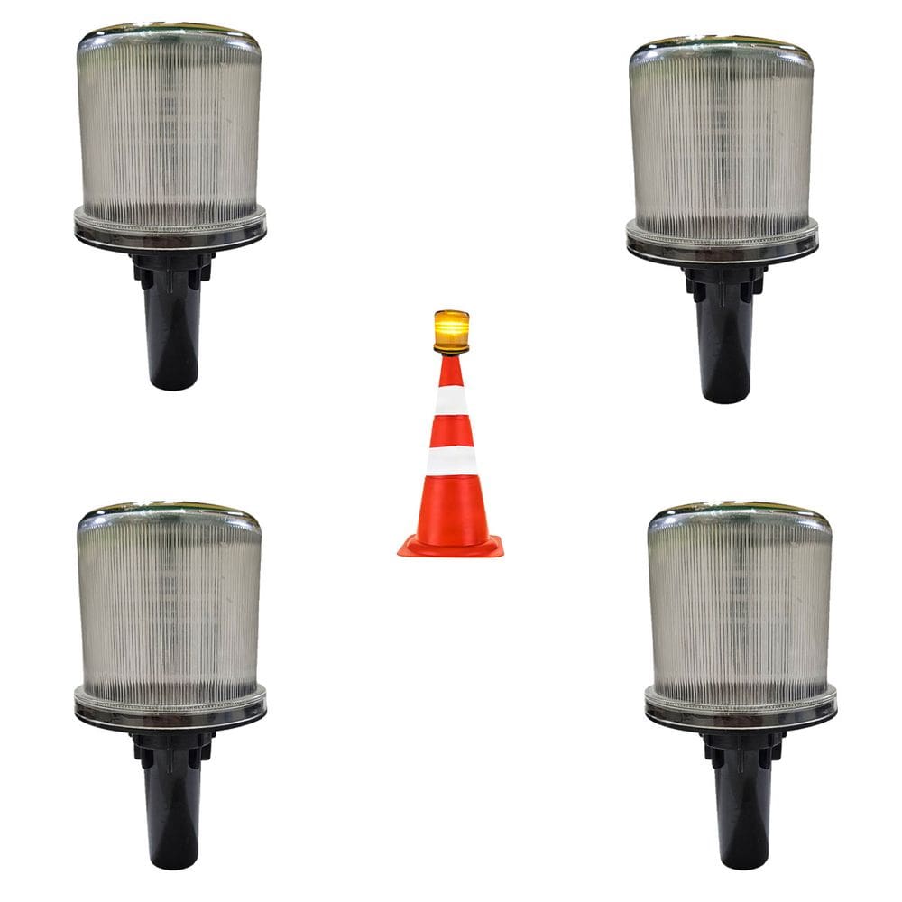 Sinalizador Viario Solar Kit 4 Uni Rodovia Emergencia Estrada Aviso Atencao Cone Alerta Rua Obra