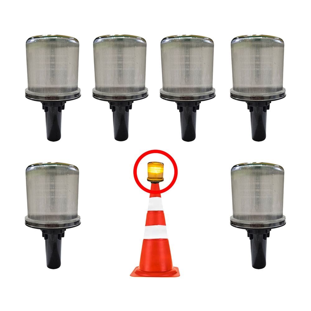 Sinalizador Viario Solar Kit 6 Uni  Aviso Rua Cone Rodovia Atencao Emergencia Obra Acidente