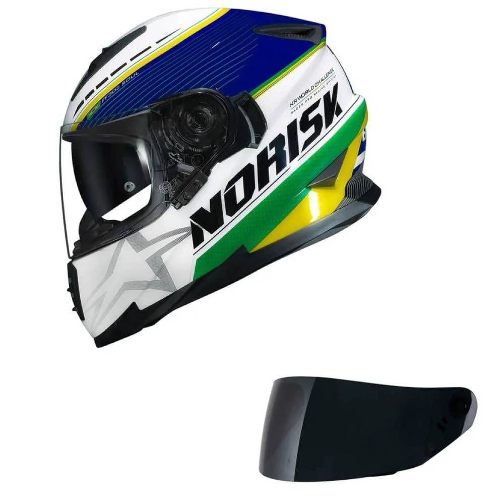 Capacete Norisk Soul II Grand Prix Brasil Mais Viseira Fumê