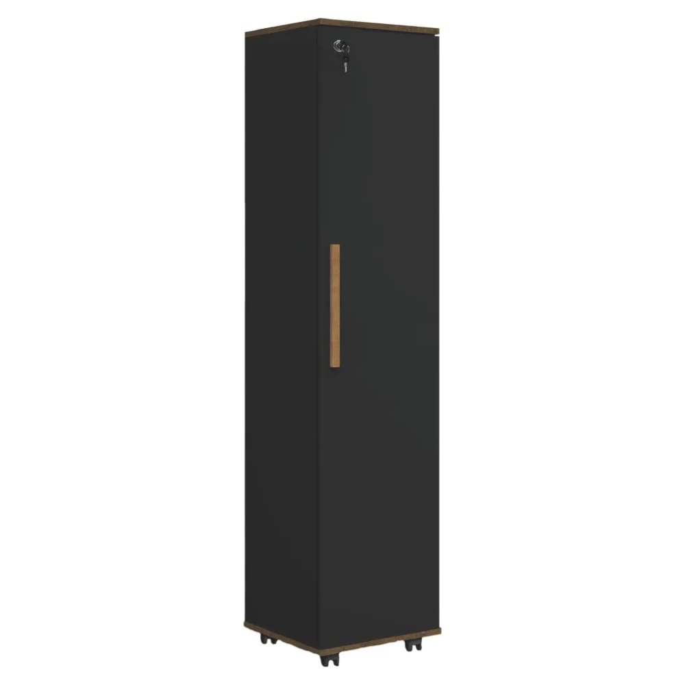 Armário Multiuso Para Escritório Com Chave e Rodízios 1 Porta Lune Preto J&A