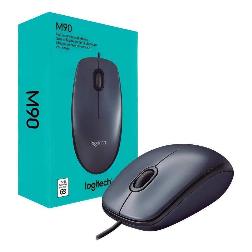 Mouse Logitech M90 Óptico Preto Usb Com Fio Com Nfe