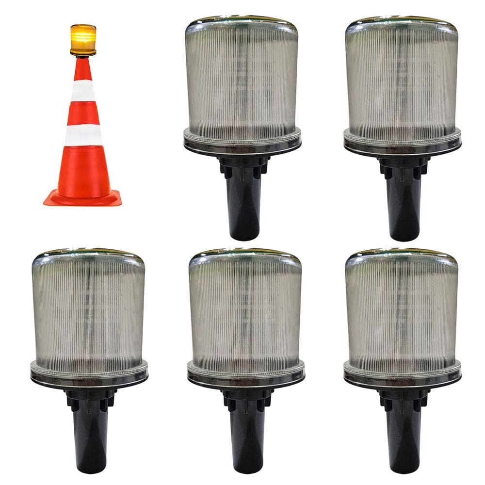 Sinalizador Viario Solar Kit 5 Uni Rodovia Aviso Rua Cone Atencao Emergencia Obra Acidente
