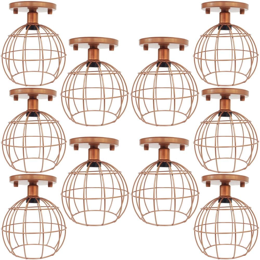 10 Lustres Teto Plafon Industrial Aramado Globo Retrô Luminária Vintage Cobre Rose Gold Agp Ilumini